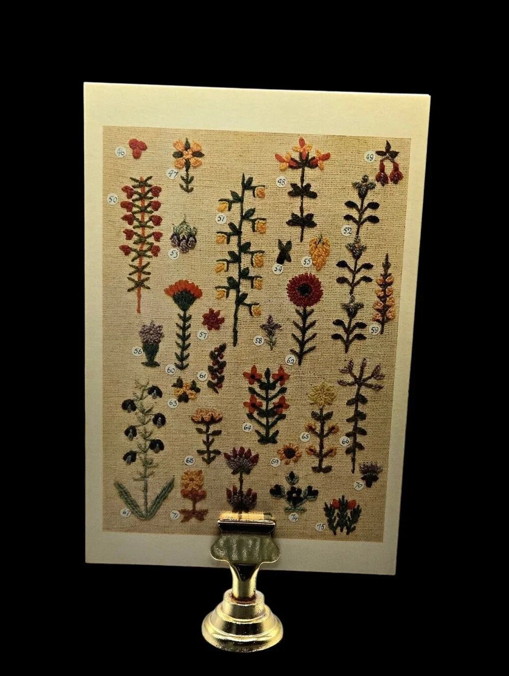 "5/$40" Set Of 2 Reversible 4x6 Picture Cards W/Gold Stand Folk Art Floral/Leaf